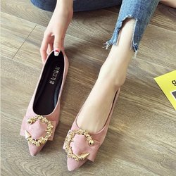 Einzelne Schuhe für Damen mit flachem Mund und spitzer Zehenpartie, flache Damenschuhe mit weichen Sohlen, faule Damenschuhe aus Metall, dekorative Damenschuhe mit flachem Boden 35