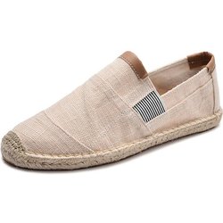 Herrenschuhe, lässig, atmungsaktiv, Segeltuchschuhe für Herren, chinesische Mode, weiche Slip-on-Espadrilles für Herren, Slipper 44 beige