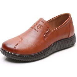 Damenschuhe aus echtem Leder, Freizeitschuhe für den Herbst, Halbschuhe für Damen, klassische Nähschuhe, runde Zehenpartie, Außenschuhe für Damen 38 hellbraune