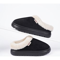 Neue flauschige Hausschuhe, Heim-rutschfeste warme Baumwollschuhe, Winter Damen Plus dicke Baumwollhausschuhe 38-39 schwarz