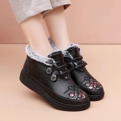 Winter-Baumwollschuhe, Oma-Schuhe, Außenhandel, weichbesohlte, verdickte Mutterschuhe, warme Schneestiefel für ältere Menschen 35 schwarz