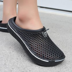 Damen Einfarbig Flache Hausschuhe Slipper Runde Zehenpartie Rutschfest Outdoor Freizeit Schuhe Strandschuhe für Frühling und Sommer 36 schwarz