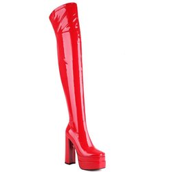 Damenstiefel mit hohen Absätzen, sexy wasserdichte Plateaustiefel im europäischen und amerikanischen Stil, dicke Absätze, einfarbig, große Kniestiefel 45