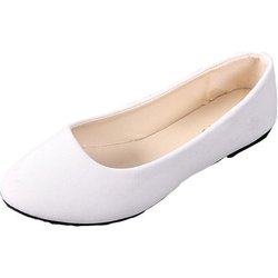 Damen- und Mädchen-Schuhe, einfarbig, große Größe, zum Hineinschlüpfen, flach, flach, bequem, lässig, einzelne Schuhe 38