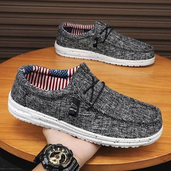 Loafer Driving Boat Herren Slip Comfort Slip-on Weiche Penny Atmungsaktive Casual Canvas Leichte Schuhe Übergröße 47 schwarz