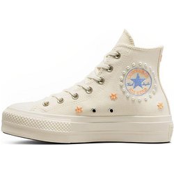 Converse Chuck Taylor All Star Lift Platform High Pearls Damen Sneakers Creme Natur-Elfenbein Royal-Pulse A05972C 36