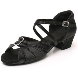 Damen Mädchen Kind Latein Tanzschuhe Niedrigabsatz Salsa Latein Ballroom Tango Schuhe Weiche Sohle Absatz 3,5CM 33 schwarz