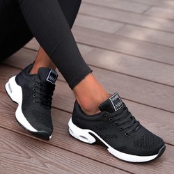 Plattform Damen Sneakers Atmungsaktive Frauen Casual Schuhe Frau Mode Höhe Zunehmende Schuhe 42 schwarz