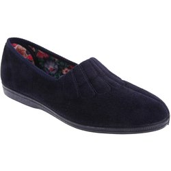Sleepers Damen/Damen-Fan-Stitch-Hausschuhe mit breiter Passform 7 UK navy blau
