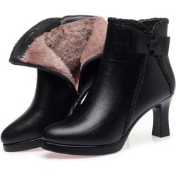Herbst/Winter Damen Stiletto Stiefeletten - Spitzschuh, Kleiner Absatz, Plus Samt 39