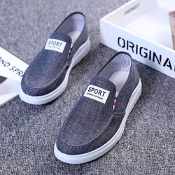 Old Beijing Herren-Stoffschuhe, rutschfeste, verschleißfeste Denim-Low-Top-Sneaker, Segeltuch-Herrenschuhe 44 grau