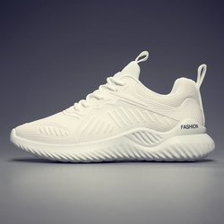 WTEMPO Sommer Turnschuhe Herren Outdoor atmungsaktive Mesh Sportschuhe Rutschfest Dicke Sohle Weicher Boden Lässige Laufschuhe 43 weiß