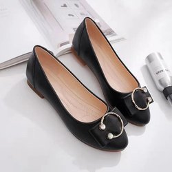 Peas Shoes Damenschuhe aus weichem Leder für Frühling und Herbst, flacher Mund, passende, weiche Sohle, professionelle flache Schuhe 35 schwarz