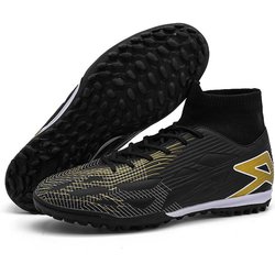 Fußballschuhe Herren High-Top Kunstrasen Training Student Fußballspiel Stiefel Kinder Fußballschuhe 46 schwarz