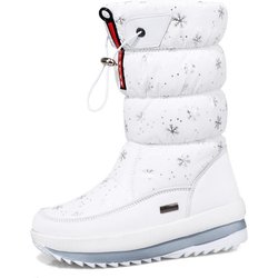 Verdickte Damen-Stiefel, groß, warm, mittelgroß, Winter-Schneestiefel, rutschfest, lässig, warme Winterstiefel 37
