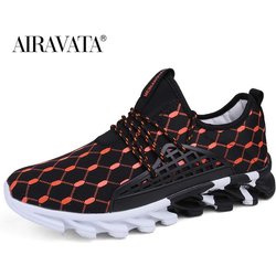Herrenmode bedruckte Sport-Laufschuhe, atmungsaktive Outdoor-Freizeitschuhe, Übergröße 39–47 47 schwarz/orange