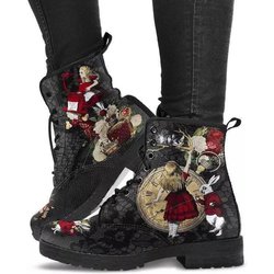 Damen-Kampfstiefel aus Leder im Gothic-Print – große Größe, Winter-Martin-Stil 39
