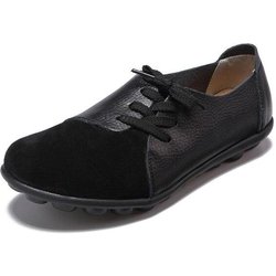 Frauen Schuhe Aus Echtem Leder Casual Wohnungen Turnschuhe Frauen Frühling Herbst Ballerinas Patchwork Entwickelt 36 schwarz