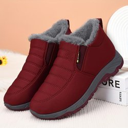 Bestellen Sie eine Größe größer, Schneestiefel, Herrenschuhe für Herren, warmes Fell, Winter-Herrenschuhe, Unisex-Stiefeletten, wasserdichter Schuh, Herrenschuhe, Arbeitsschuhe 36 rot