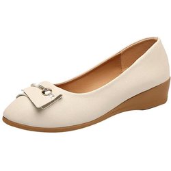 Peas Shoes Damen Frühling und Herbst Flache Schuhe Keil Mutter Schuhe Slip-on Schuhe 35 beige