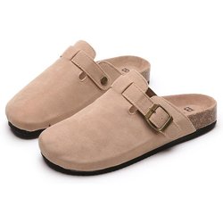 Damen Wildleder Clogs Hausschuhe Klassische Herren Pantoletten Sommer Kork Clogs Hausschuhe Outdoor Rutschfeste Strand Hausschuhe 43 khaki