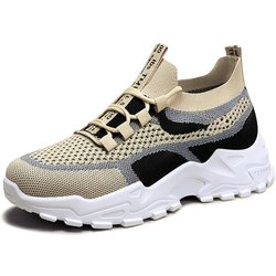 Große atmungsaktive Mesh-Plateau-Sneakers für Damen, lässige Schnürschuhe für draußen, bequeme Low-Top-Sneaker 38 khaki