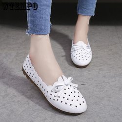 Sommer Schuhe Frau Wohnungen Slip auf Ballerina Casual Weibliche Schuhe Leder Loafer Frauen Schuhe Sandalen 37 weiß