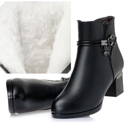 Winter Wolle Damen Stiefel Echtes Leder Schneestiefel Slope mit dicken warmen Stiefeletten Damenstiefel Plus Size 36