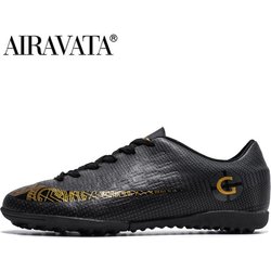 Größe 31-48 Herren Fußballschuhe Kinder Sport Fußballschuhe FG/TF Gras Anti-Rutsch Trainingsstollen Fußball Futsal Sneaker Schuhe 47 schwarz/gold