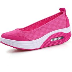 Mode Damen Shake atmungsaktive Mesh-Schuhe Slip-on Casual Platform Air Cushion Schuhe 40 rosa