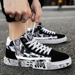 Frühling Herrenschuhe Trend High Top Canvas Schuhe Männer Skate Schuhe Sport Casual Schuhe Herren Stil 41 weiß