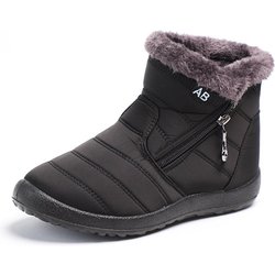35–43 Damenstiefel in Übergröße, Stiefeletten für Damen, wasserdichtes Obermaterial, PU-Sohle, rutschfest, leicht, warm halten, Winter-Schneestiefel 40 schwarz