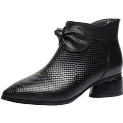 Neue spitze kurze Stiefel mit dickem Absatz, Mutterschuhe, Damenstiefel 38 schwarz