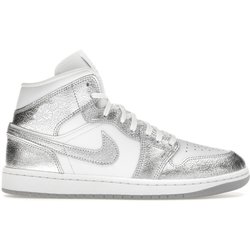 Air Jordan 1 Mid SE Metallic Silber Damen Sneakers Weiß Wolf-Grau FN5031-100 44.5