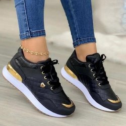 Frauen Turnschuhe Casual Sport Schuhe Leder Patchwork Plattform Turnschuhe Laufen Outdoor Wanderschuhe 43 schwarz
