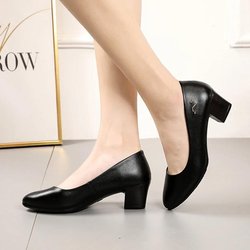 Formelle Kleidung Bequeme Lederschuhe Mittelhoher Absatz Flacher Mund Professionelle Einzelschuhe Damen Arbeitsschuhe Weiche Sohle Modische Rutschfeste Schuhe 40