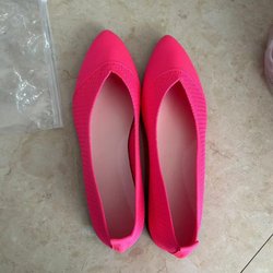 Damen- und Mädchen-Schuhe, einfarbig, große Größe, zum Hineinschlüpfen, flach, flach, bequem, lässig, einzelne Schuhe 43 rot