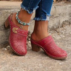 Stilvolle Pantoletten mit geschlossener Spitze, weicher Sohle und Slip-On-Design – bequeme Laufschuhe 39 rot