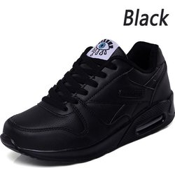 Damen-Freizeitschuhe, Leder-Plateauschuhe, Damen-Sneaker, weiße Damen-Sneaker, leichte Schuhe 41 schwarz