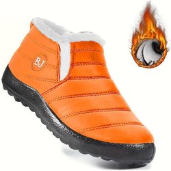 Ultrawarme Winterstiefel - Rutschfeste Dicke Sohle, Arktisgradig Isolierte Schneestiefel, Niedriger Absatz, Runde Zehenpartie, Outdoor-Wandern Einfarbig, Wanderstiefel 44 orange