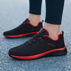 Sportschuhe für Herren, Turnschuhe, schwarze Schuhe, lässige Herren- und Damen-Strick-Sneaker, atmungsaktiv, sportlich, Laufen, Gehen, Fitnessstudio 41 rot