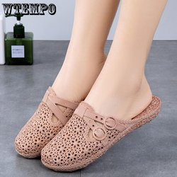 PVC-Slides Damen-Oberbekleidung, löchrige Schuhe, Sommer-Sandalen mit weicher Sohle, dicker Sohle, für das Badezimmer zu Hause, Slipper mit hohlen, umwickelten Zehen, Flip-Flops für den Strand im Freien 40 khaki