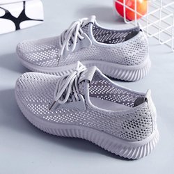 Damen Sneakers Mesh Sportschuhe Mesh Sommer Atmungsaktiv Lässig Leicht Weiche Unterseite Fitness Laufschuhe 41 grau