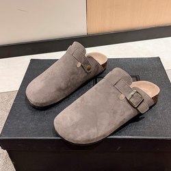 Damen Wildleder Clogs Hausschuhe Klassische Herren Pantoletten Sommer Kork Clogs Hausschuhe Outdoor Rutschfeste Strand Hausschuhe 36 graue