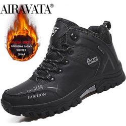 Männer Winter Stiefel Plüsch Warme Wanderschuhe Mann Outdoor Trainer Männliche Arbeitsschuhe Größe 39-47 43 schwarz