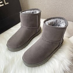 Schneestiefel Damen 2023 Winter Koreanische Version Neue verdickte kalte und warme flache Unterseite kurze Stiefel lässige Baumwollstiefel 40 grau