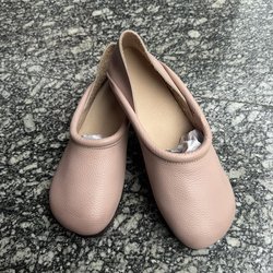 Johnature Vintage handgefertigte flache Schuhe aus echtem Leder, bequeme weiche Sohle, einfarbige Slip-on-Schuhe 39 misty rose