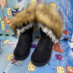 2024 Große Damen-Schneestiefel mit Kunstfell und Samtfutter 40 schwarz
