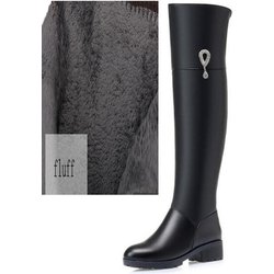 Oberschenkelhohe Stiefel aus echtem Leder für Damen, Winter, lange Stiefel, große Wolle, warme Overknee-Stiefel für Damen 37