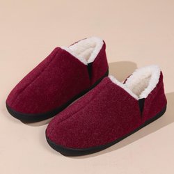 Bestellen Sie eine Nummer größer, neue Hausschuhe, lässige Damenschuhe, Winter-Hausschuhe für drinnen und draußen, flauschige Hausschuhe für Herren, rutschfest, hohe Knöchelpartie, pelzige Hausschuhe 42-43 rot